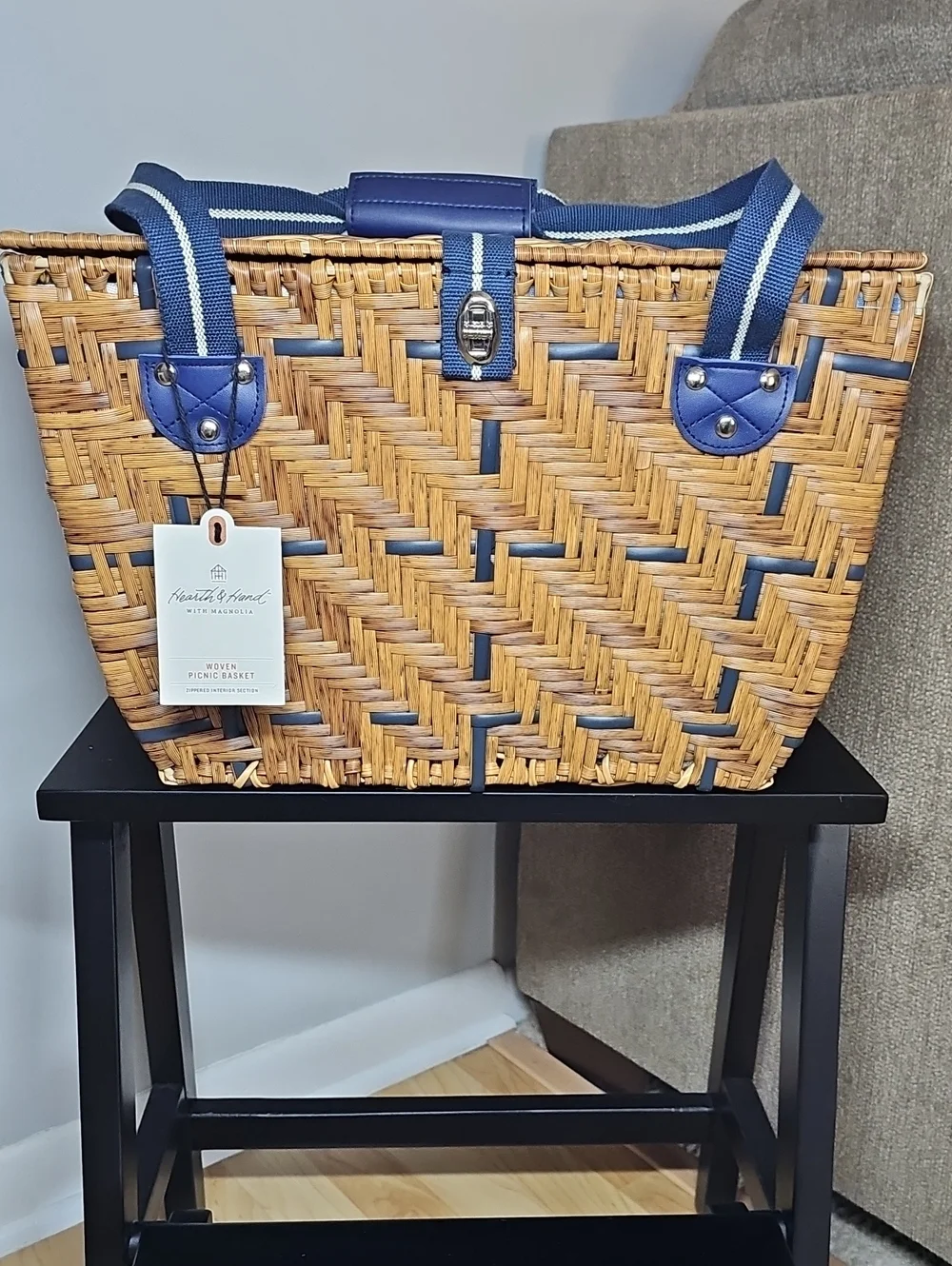 Woven Picnic Basket Light Brown - Hearth & Hand Magnolia